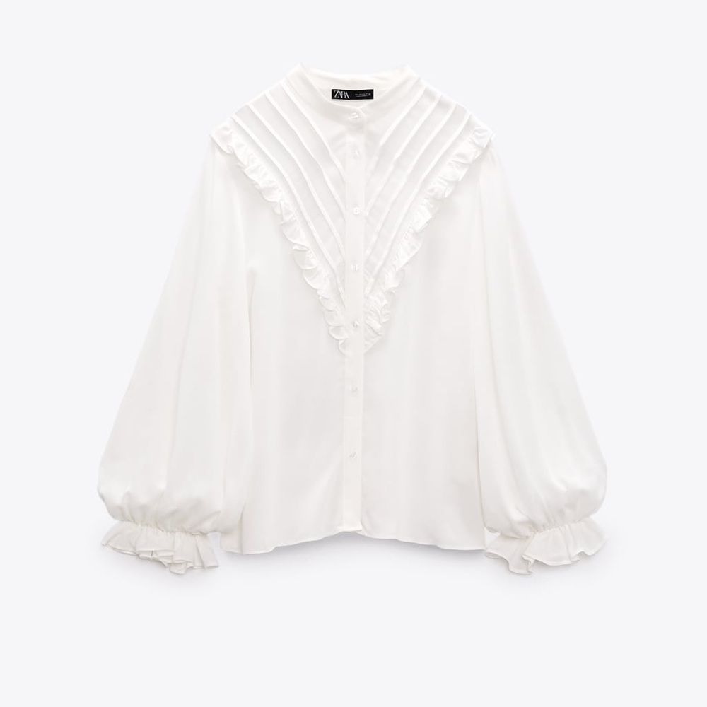 Zara ruffled pintuck shirt - Picture 2 of 9